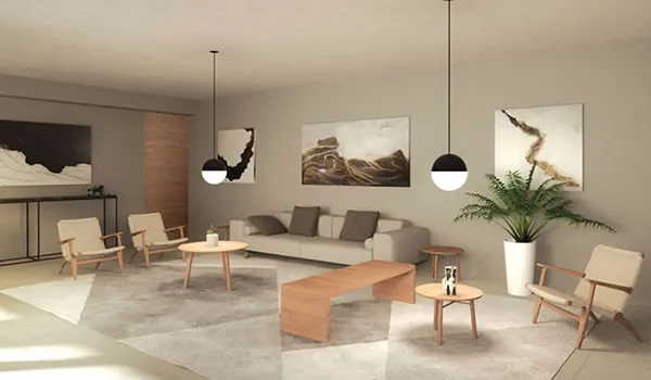 Lobby de acceso en cada torre