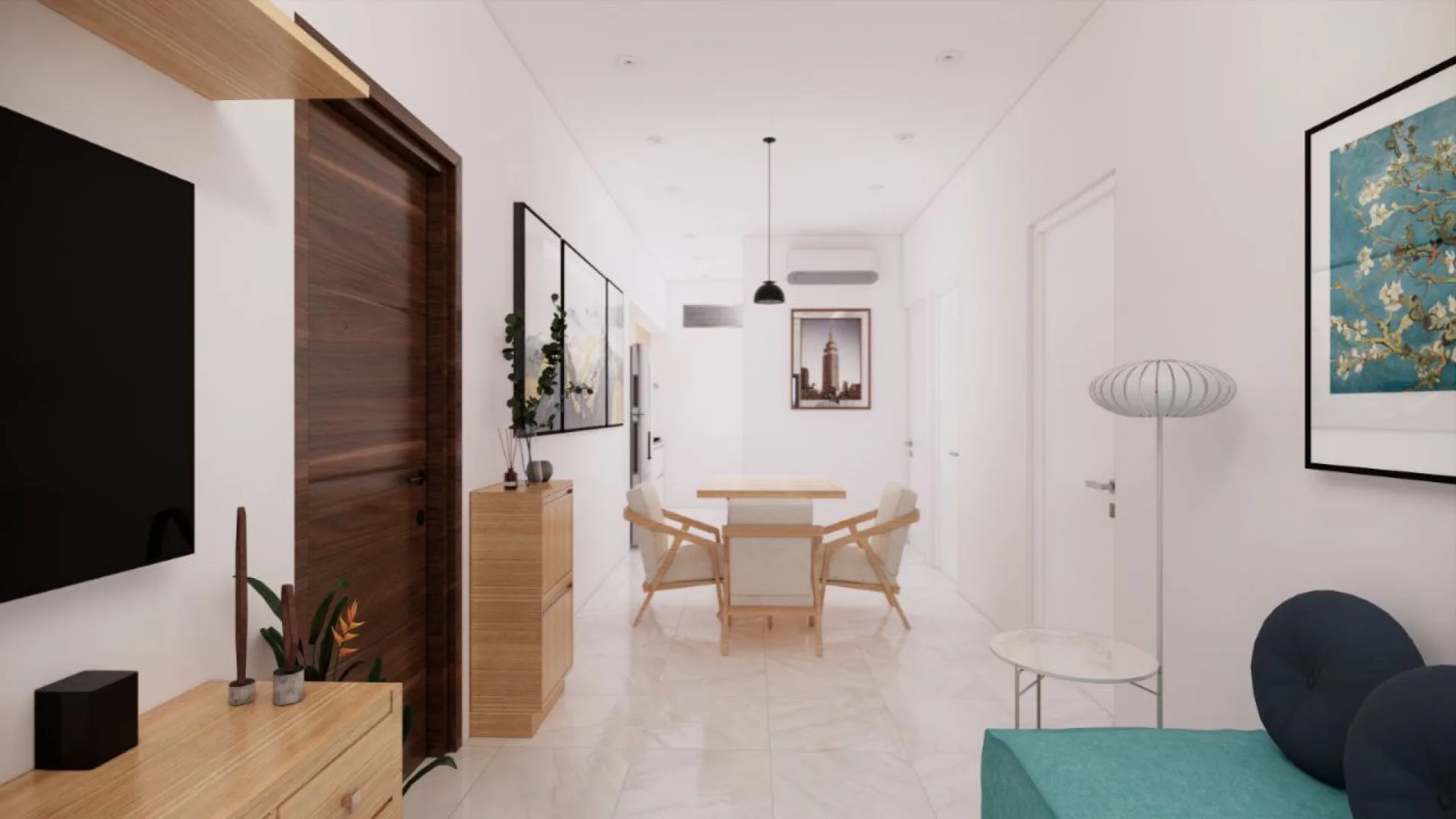 Sendas Vallarta - render de sala y comedor vista alternativa